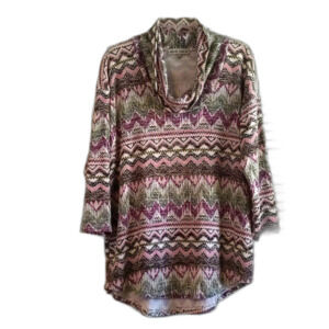 Absolutely Famous Purple Print Cowl Neck Top Women's size XL